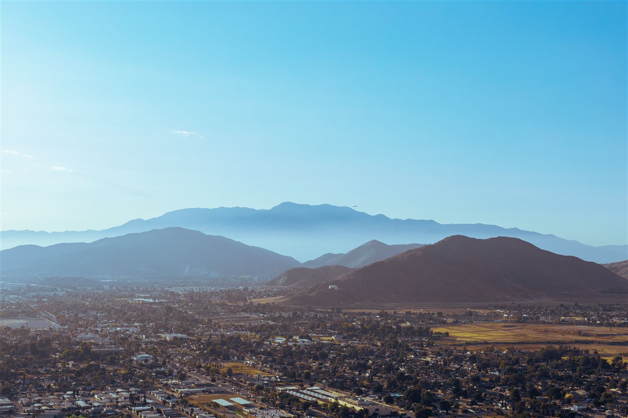 San Jacinto Valley landscape with mountains, Hemet, California